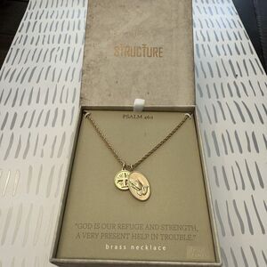 Structure Psalm 46:1 Brass 18 +2 Medal Praying Hands Necklace God Is Our Refuge